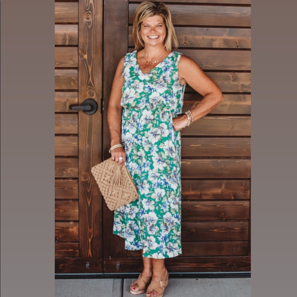 Green Maxi Floral Dress